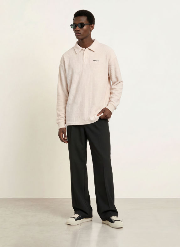 PEGADOR Gebreid poloshirt FASCIA ECRU / ZWART