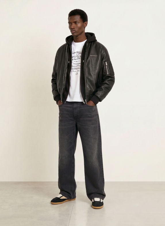 RETERNITY METROPOLITAIN-Blouson in leerlook met pas ZWART