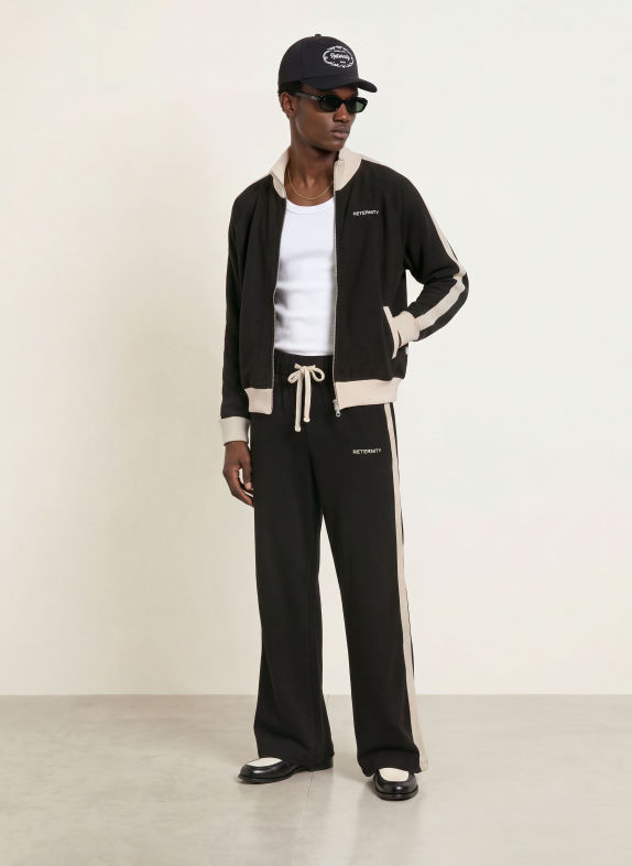 RETERNITY Cordbroek STUDIO Regular Fit met galonstrepen ZWART / CRÈME