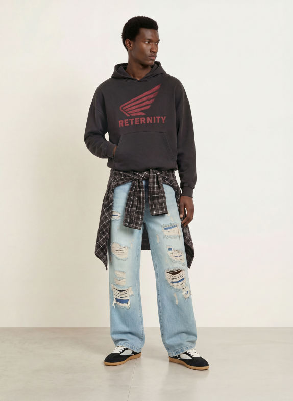 RETERNITY Hoodie AERO DONKERGRIJS / DONKERROOD