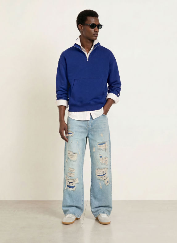 RETERNITY Sweater met halve rits SAINT GERMAIN BLAUW