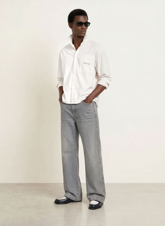 RETERNITY Overhemd ECLAT Comfort Fit CRÈME / GRIJS