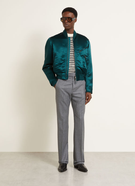 TOM FORD Hose Regular Fit GRAU / WEISS