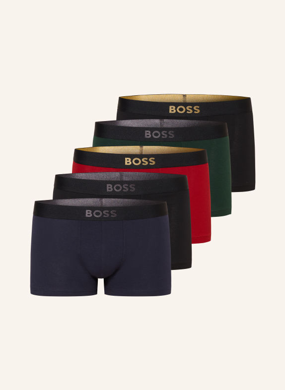BOSS Lot de 5 caleçons ROUGE FONCÉ / GROEN / NOIR