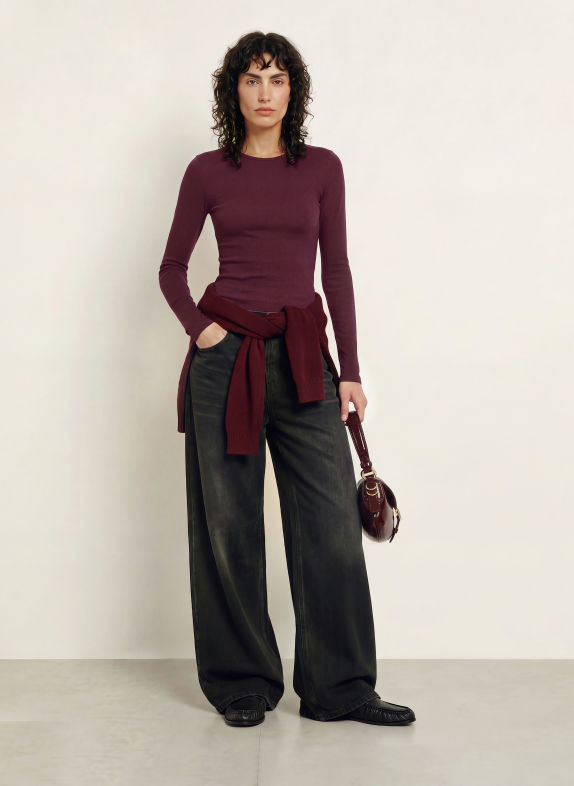 LADNERI Longsleeve LINE DONKERROOD
