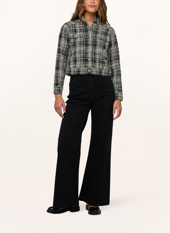 dea kudibal Veste boxy WILMA en tweed NOIR / CRÈME / GRIS