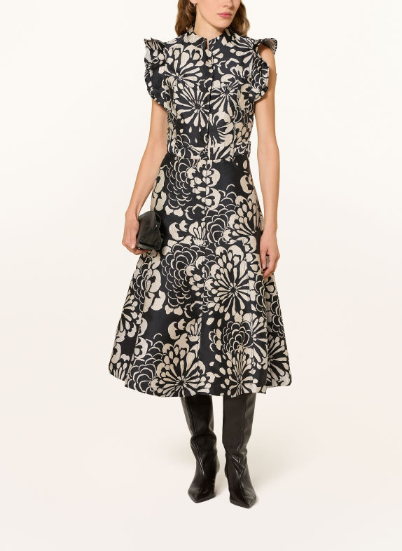 dea kudibal Jacquard-Kleid DEVANTI mit Volants SCHWARZ / CREME