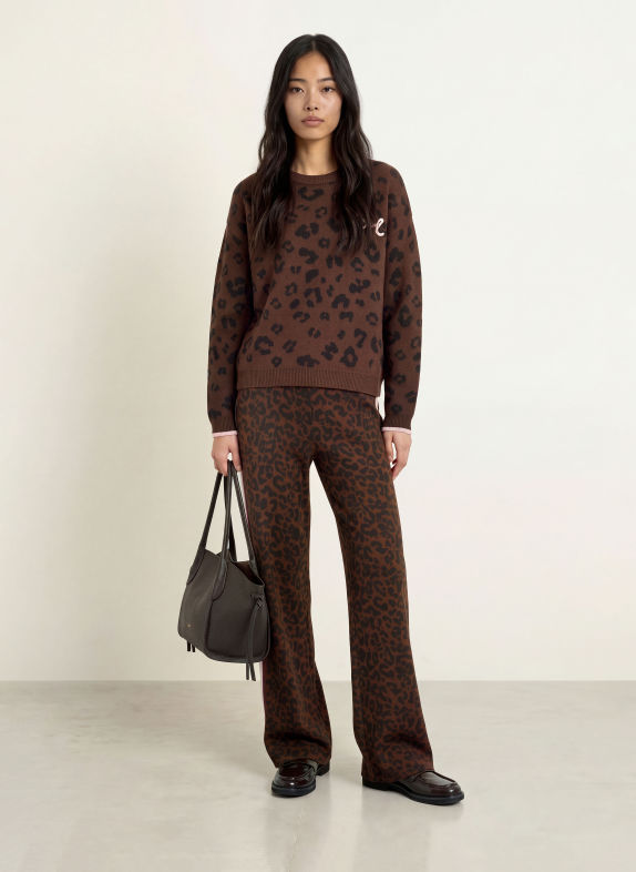 Miss Lagotte Pull MARRON FONCÉ / ROSE CLAIR / NOIR