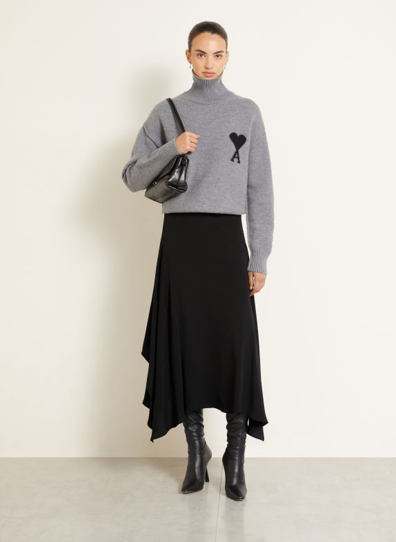 AMI PARIS Rok met zijde ZWART