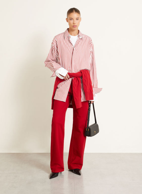 AMI PARIS Bluzka koszulowa w stylu oversize CZERWONY / BIAŁY