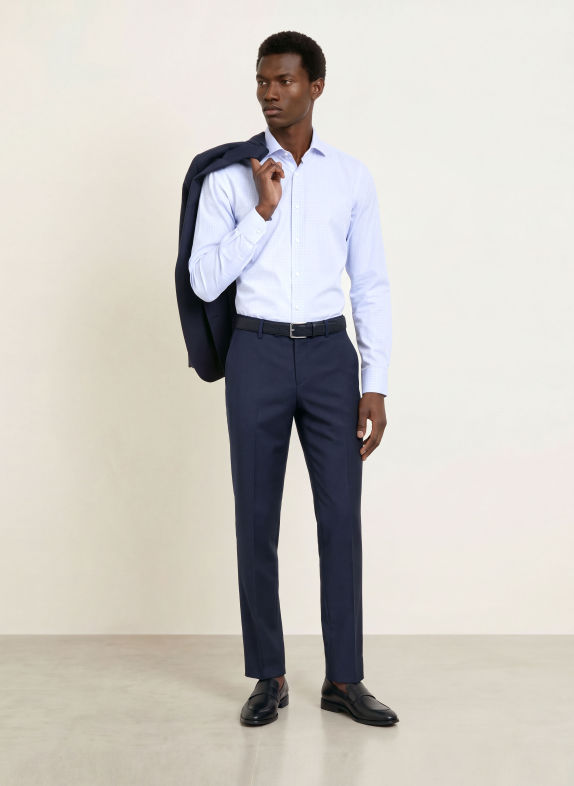 BOSS Overhemd HANK Slim Fit LICHTBLAUW / WIT