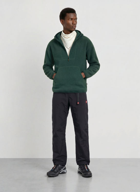 me°ru' Hoodie QUIMPER aus Teddyfell DUNKELGRÜN