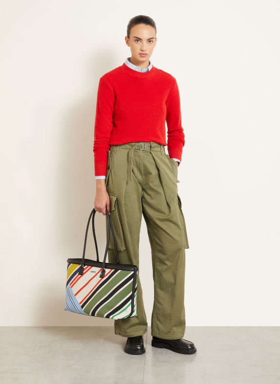 LOEWE Shopperka VERANO CIEMNOCZERWONY / ŻÓŁTY / KHAKI