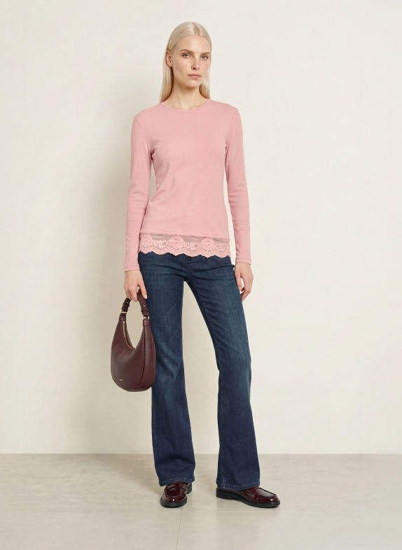 MORE & MORE Long-sleeve shirt with lace ROSE