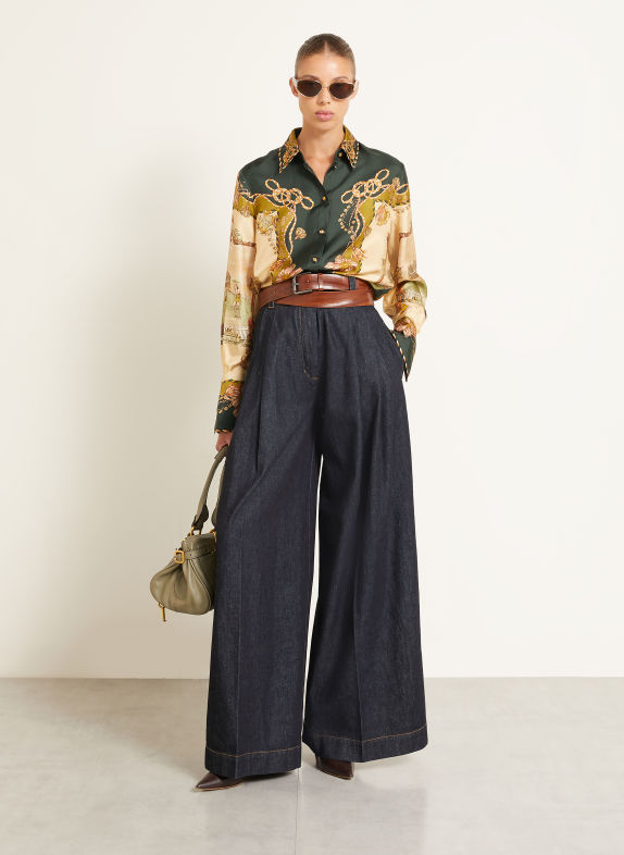 ZIMMERMANN Chemisier VALIANT en soie CHAMEAU / COGNAC / GROEN