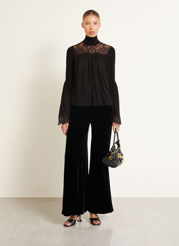 ZIMMERMANN Blusenshirt VALIANT mit Spitze SCHWARZ