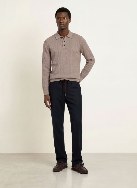 MAURIZIO  BALDASSARI Gebreid poloshirt TAUPE
