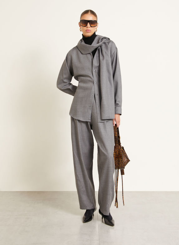 DARKPARK ANNE Shirt blouse with Bow DARK GRAY