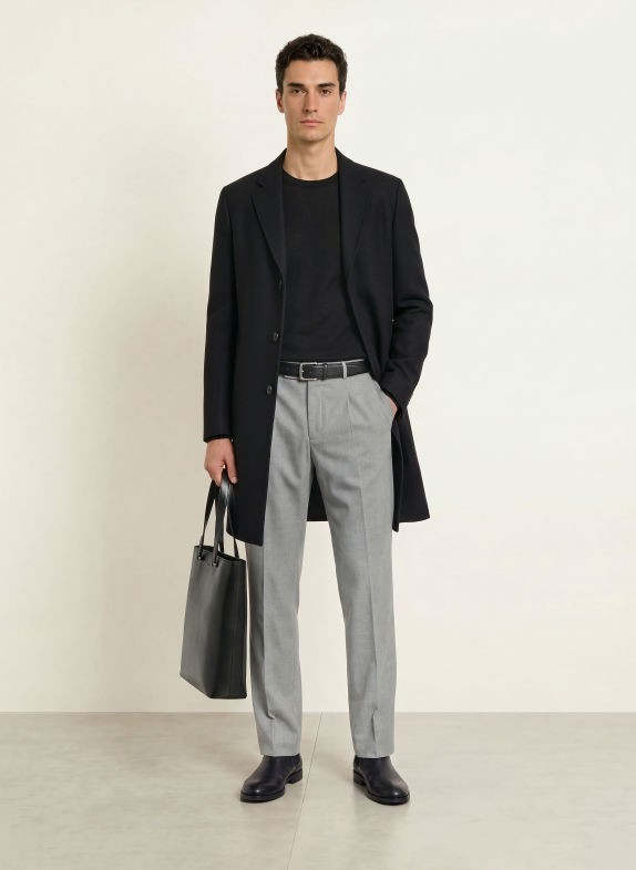 BOSS Wollen mantel HYDE ZWART