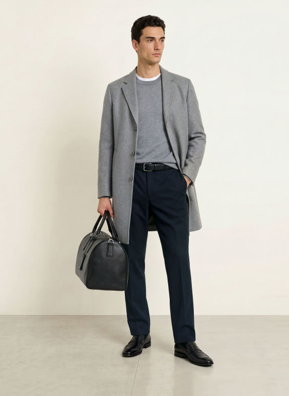 BOSS Wollen mantel HYDE DONKERGRIJS