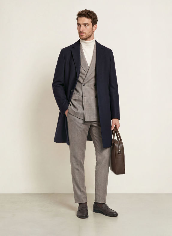 BOSS HYDE Wool coat DARK BLUE