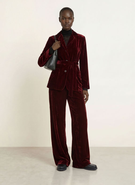 WEEKEND Max Mara Marlenehose EDRO aus Samt DUNKELROT