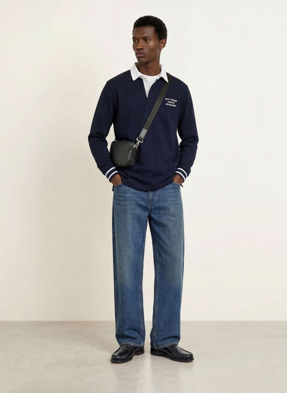 DRÔLE DE MONSIEUR Jersey-poloshirt DONKERBLAUW / WIT