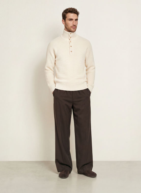 BOSS Half-zip sweater FRANCO ECRU