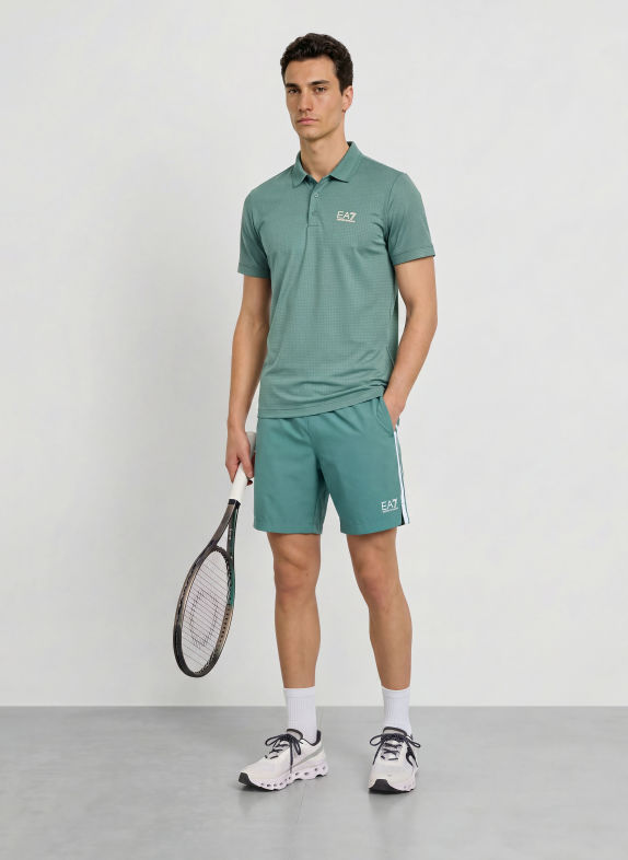 EA7 EMPORIO ARMANI Funktions-Poloshirt Regular Fit GRÜN / BEIGE
