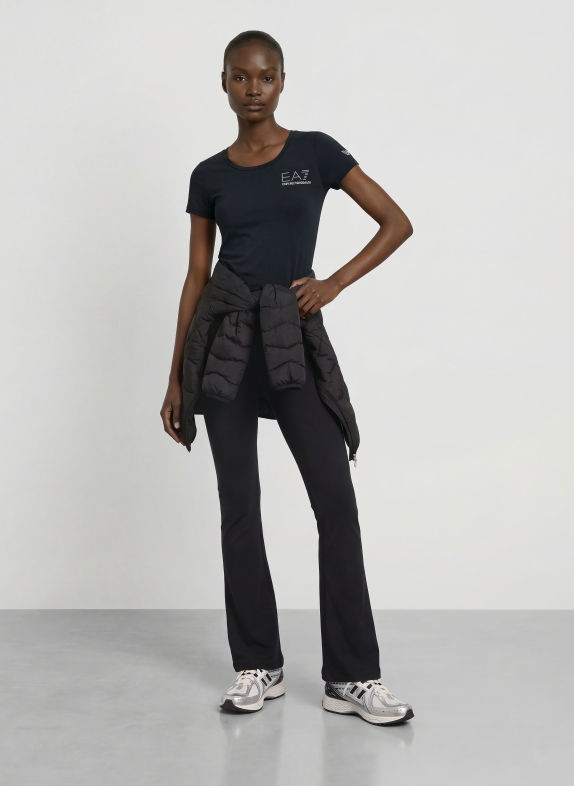 EA7 EMPORIO ARMANI T-Shirt TRAIN EVOLUTION mit Schmucksteinen SCHWARZ
