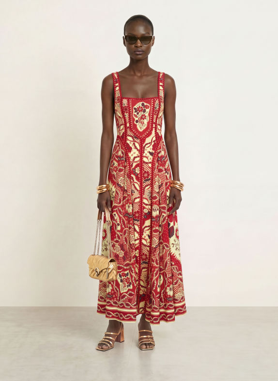 ALÉMAIS KENNY Dress RED / DARK BROWN / LIGHT YELLOW