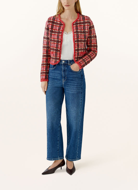 Oui Vest met glinsterend garen en pailletten ROOD / DONKERPAARS / ROZE
