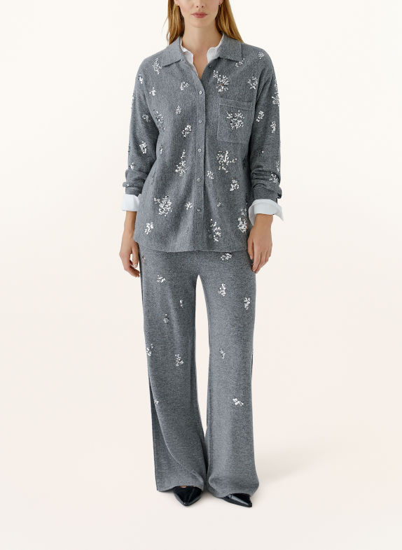 Oui Gebreide blouse met pailletten GRIJS / ZILVER