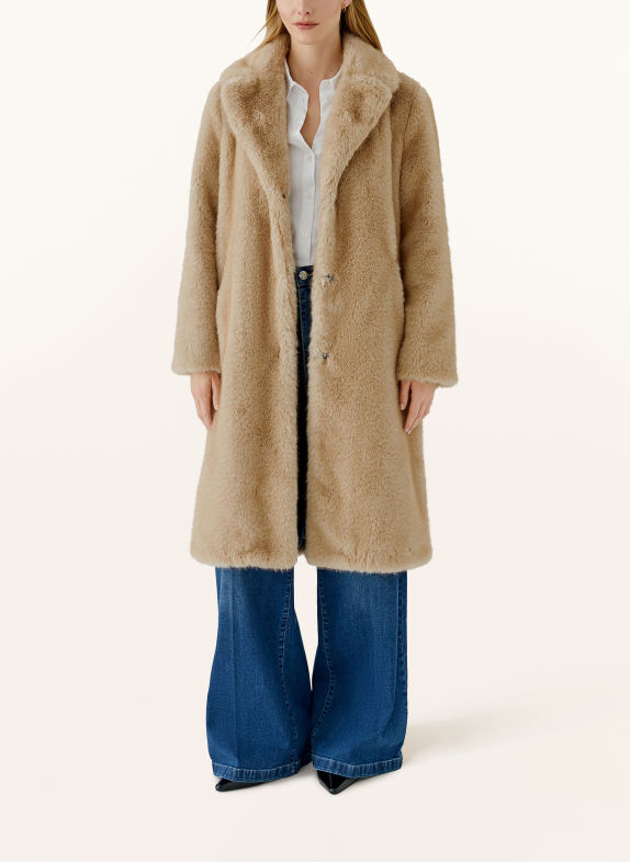 Oui Faux Fur Coat LIGHT BROWN