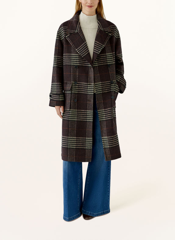 oui Coat DARK BROWN / BEIGE / RED