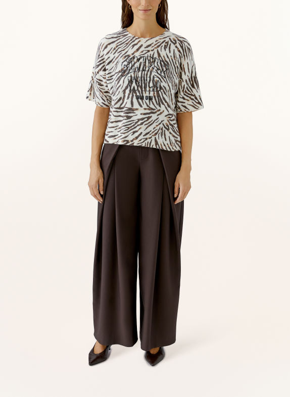 Oui Knit shirt WHITE / BROWN / BLACK