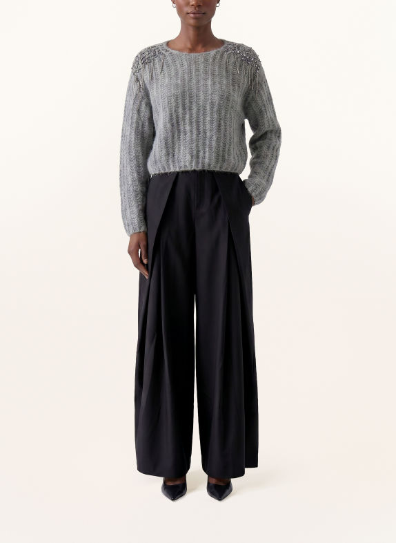 Oui Wide-leg trousers BLACK