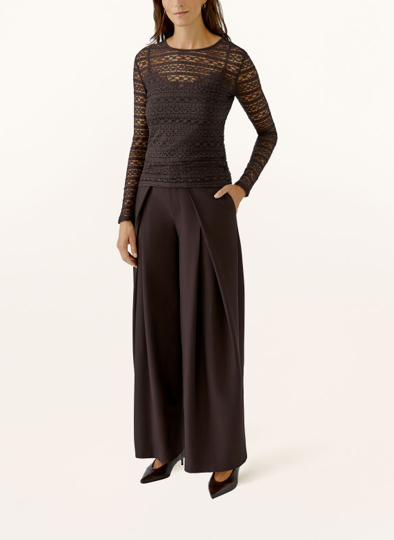 Oui Wide-leg trousers DARK BROWN