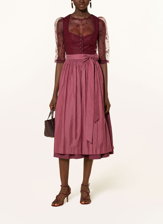AlpenHERZ Blouse Dirndl ELLE en maille, manches 3/4 ROUGE FONCÉ / ROUGE