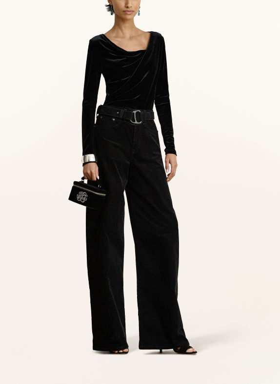 LAUREN RALPH LAUREN Longsleeve van fluweel ZWART