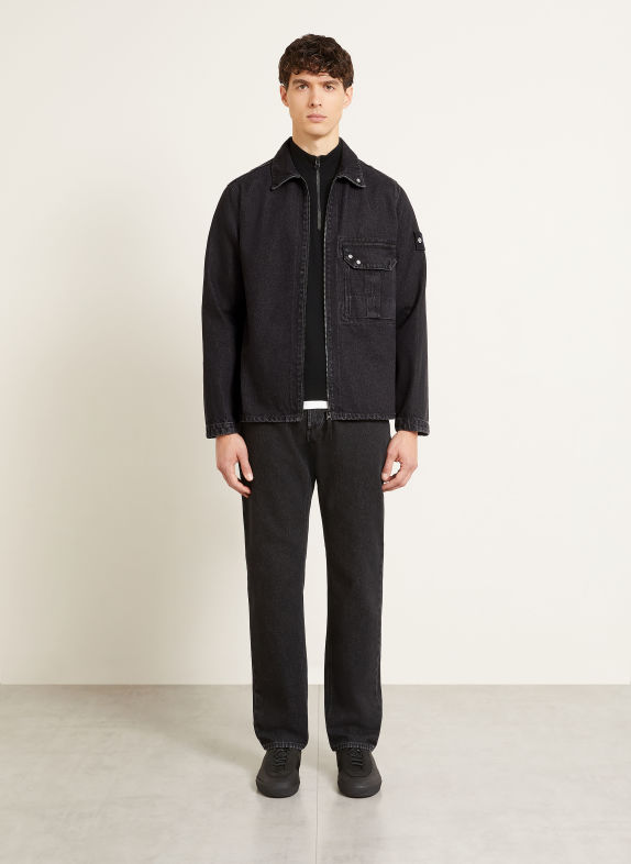 STONE ISLAND Jeansjacke DENIM PROJECT VJ902 BLACK MEDIUM WASH