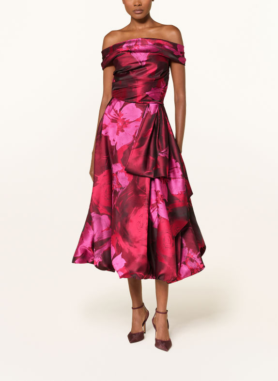 TALBOT RUNHOF Robe à épaules dénudées en jacquard 344 CRANBERRY