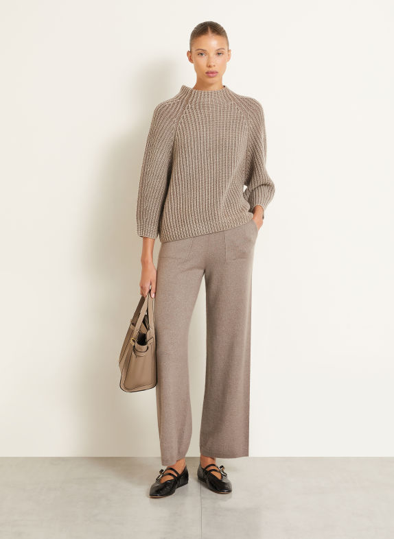 IRIS von ARNIM Kasjmiertrui FALLOU met 3/4-mouwen TAUPE