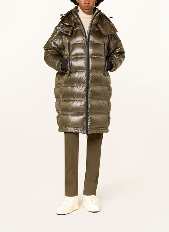 MONCLER GRENOBLE Donsmantel ROCHELAIRS met afneembare capuchon OLIJF / ZWART