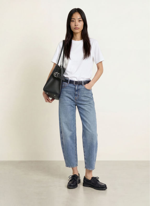 OPUS PANTS Jeansy typu barrel MENI MOON 70382 mid blue