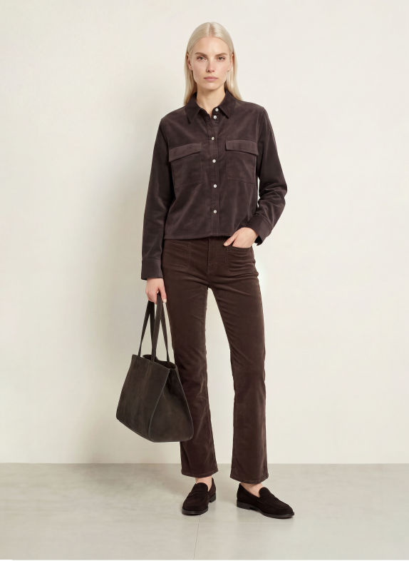 OPUS PANTS Pantaloni din velur MELLY FRESH MARO ÎNCHIS