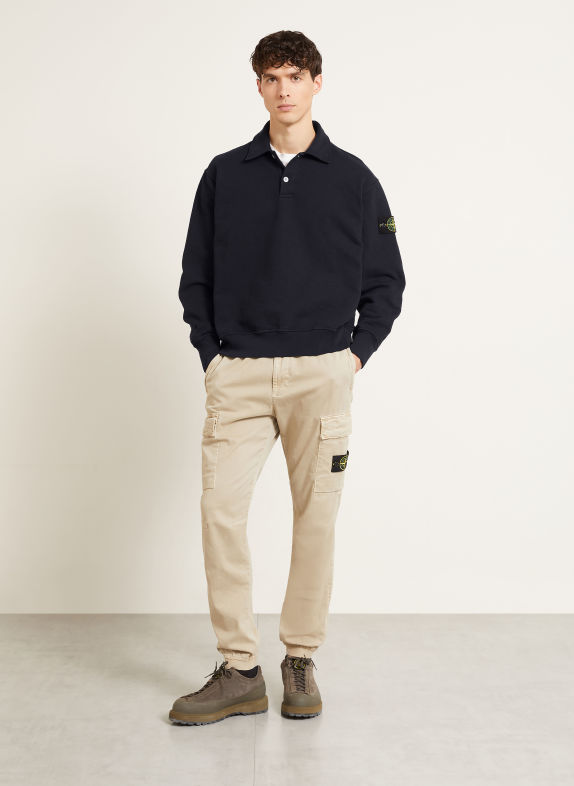 STONE ISLAND Polo en molleton BLEU FONCÉ