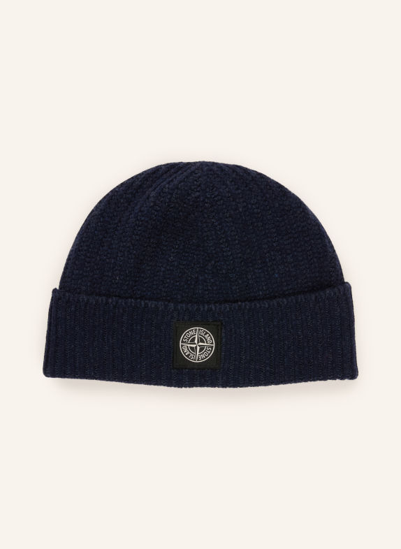 STONE ISLAND Bonnet en cachemire BLEU FONCÉ / ÉCRU / NOIR