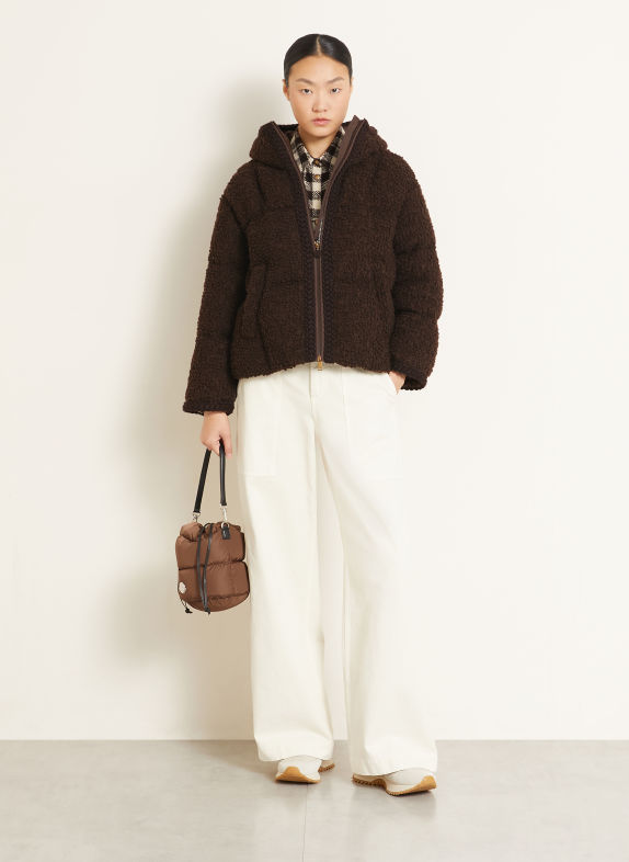 MONCLER Daunenjacke CRISTALLIN im Materialmix DUNKELBRAUN