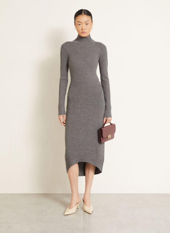 VICTORIA BECKHAM Strickrock mit Merinowolle GRAU